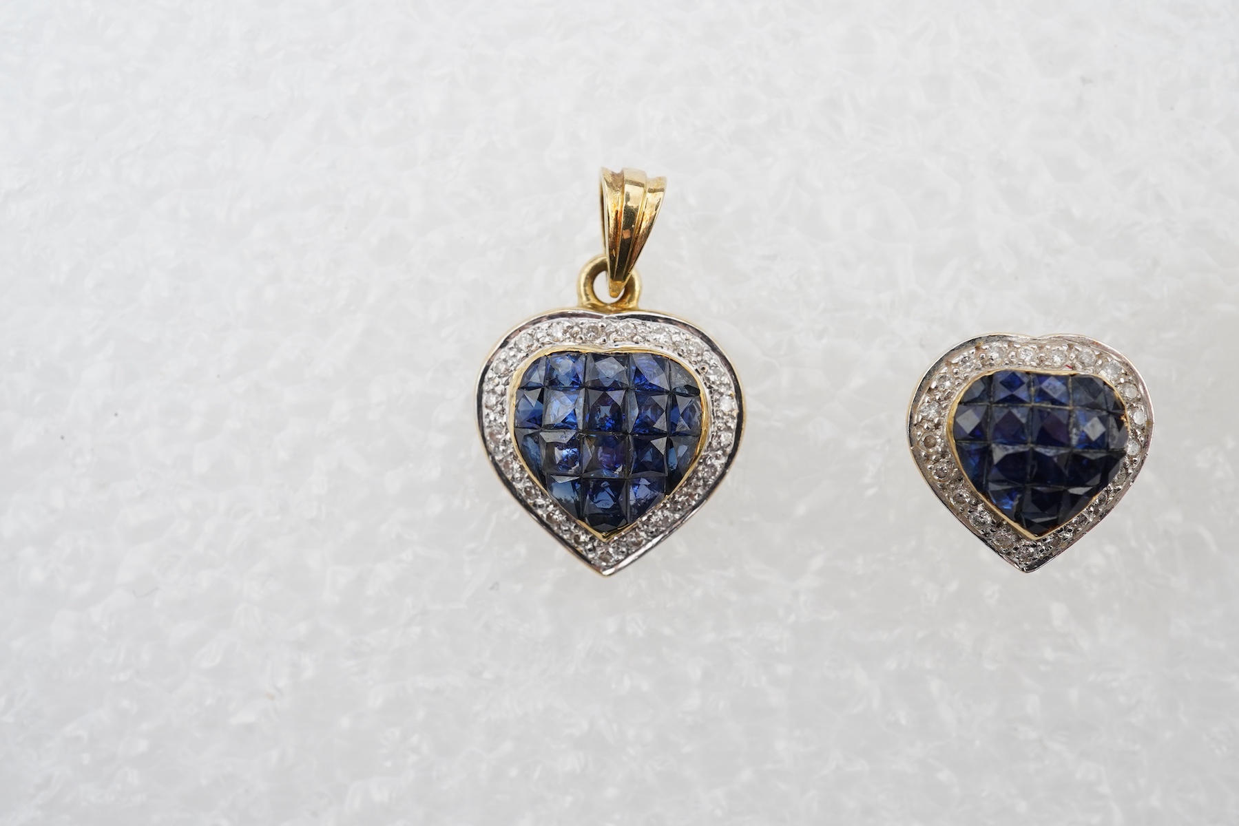 A sapphire and diamond demi-parure